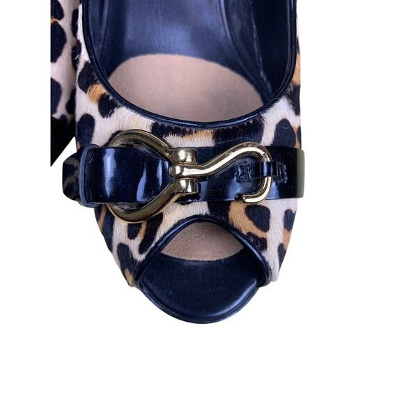 Cole Haan x Nike Air  Calf Skin Leopard Print Peep Toe High Heel Pumps- Size 8B - Picture 6 of 10